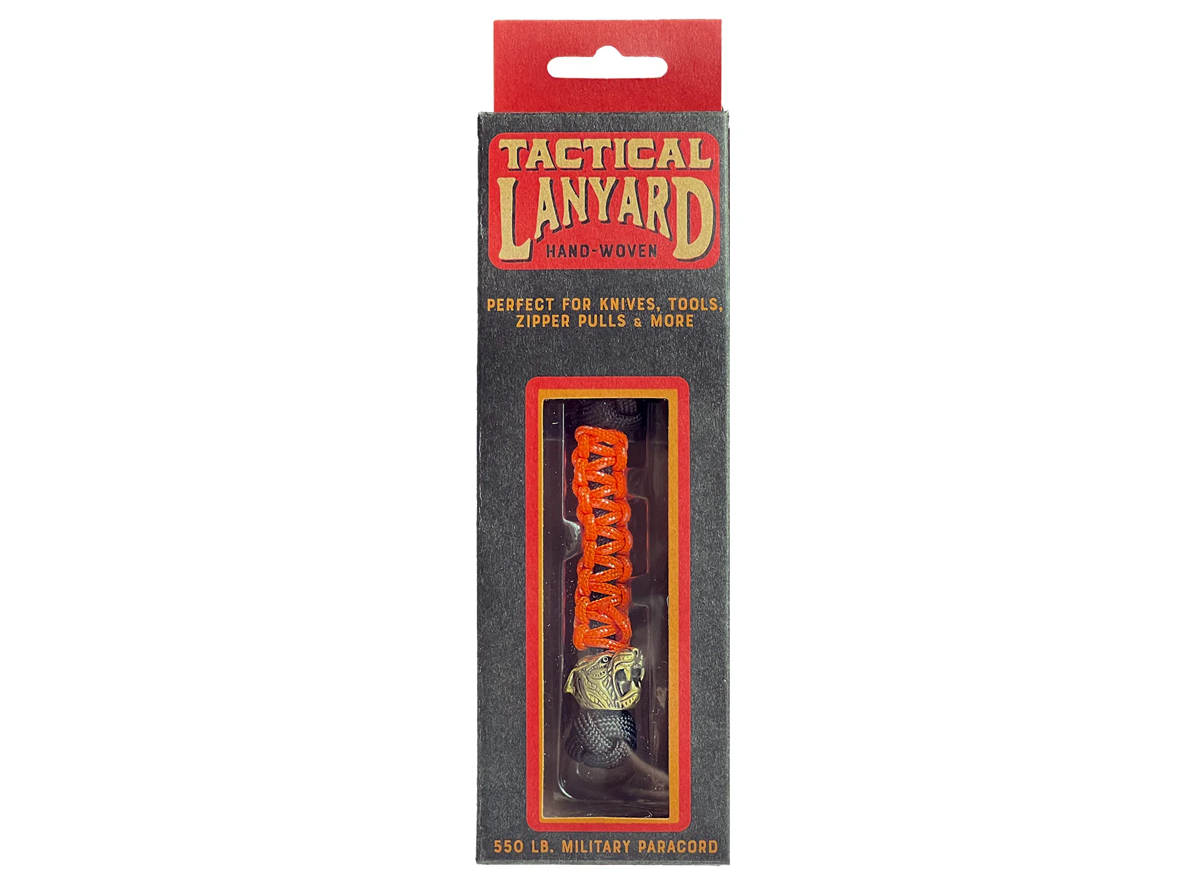 Orange Paracord Lanyard w/ Brass Tiger Bead - Image 4