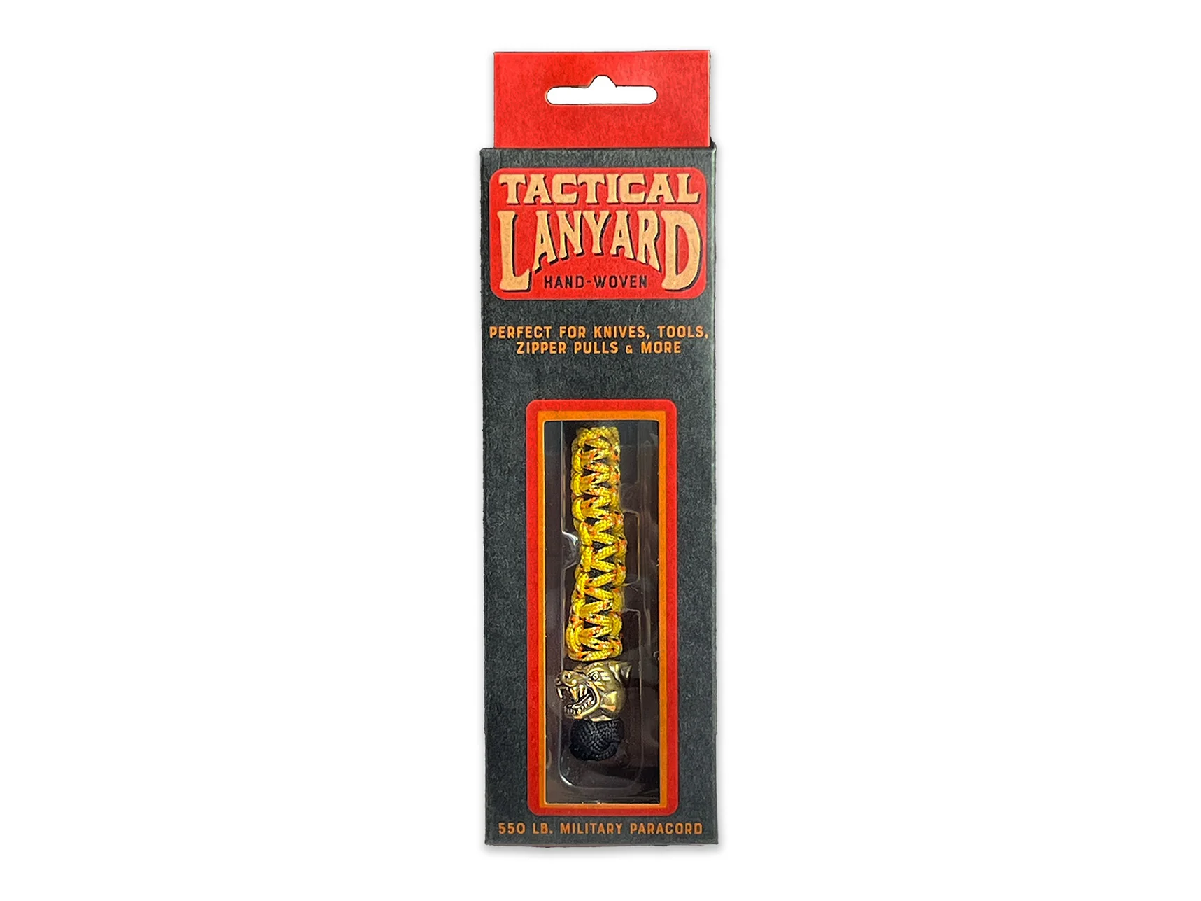Yellow Paracord Lanyard w/ Brass Wolf Bead - Image 3